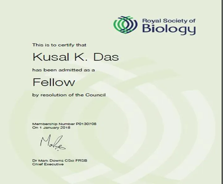 Fellow Of Royal Society Of Biology Royal Society Of Biology, U.K.