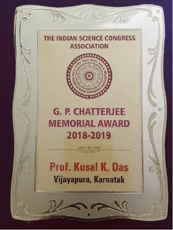 G.P. Chatterjee Memorial Award Indian Science Congress Association, Ministry Of Science & Technology, Government Of India