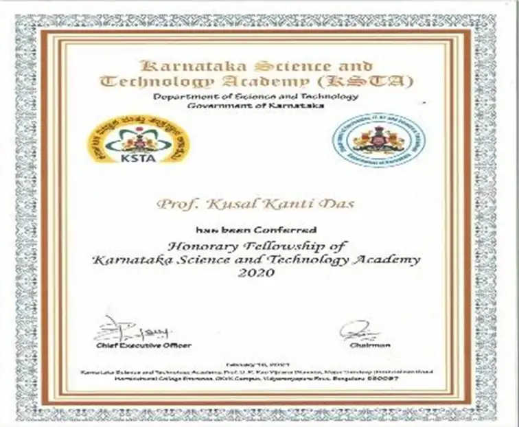 dr_kusal_das_ Honorary Fellow of Karnataka Science & Technology Academy Dst, Govt.of Karnatak